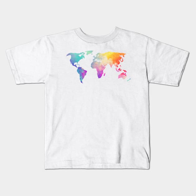 Watercolor World Kids T-Shirt by lolosenese